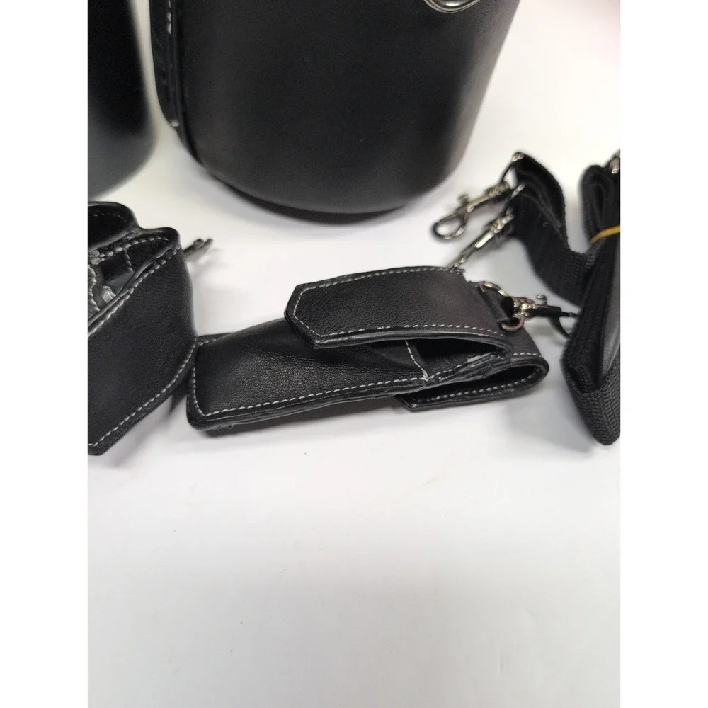 GENUINE‎ BLK LEATHER CaddyO Wine Bottle Caddy / Carrier w/Accessories - No Box